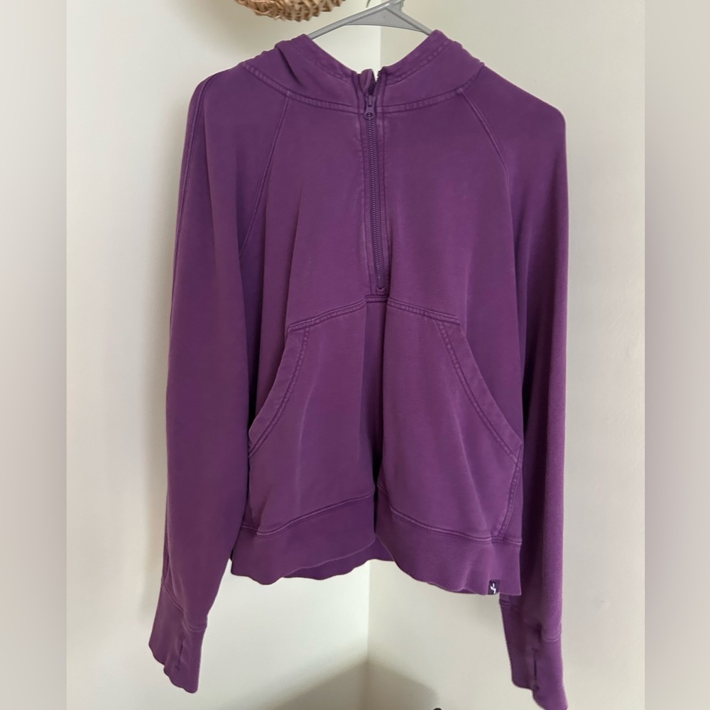 Women’s half zip hooded pullover - berry purple